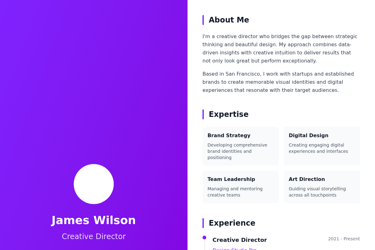 Split Screen Personal Profile