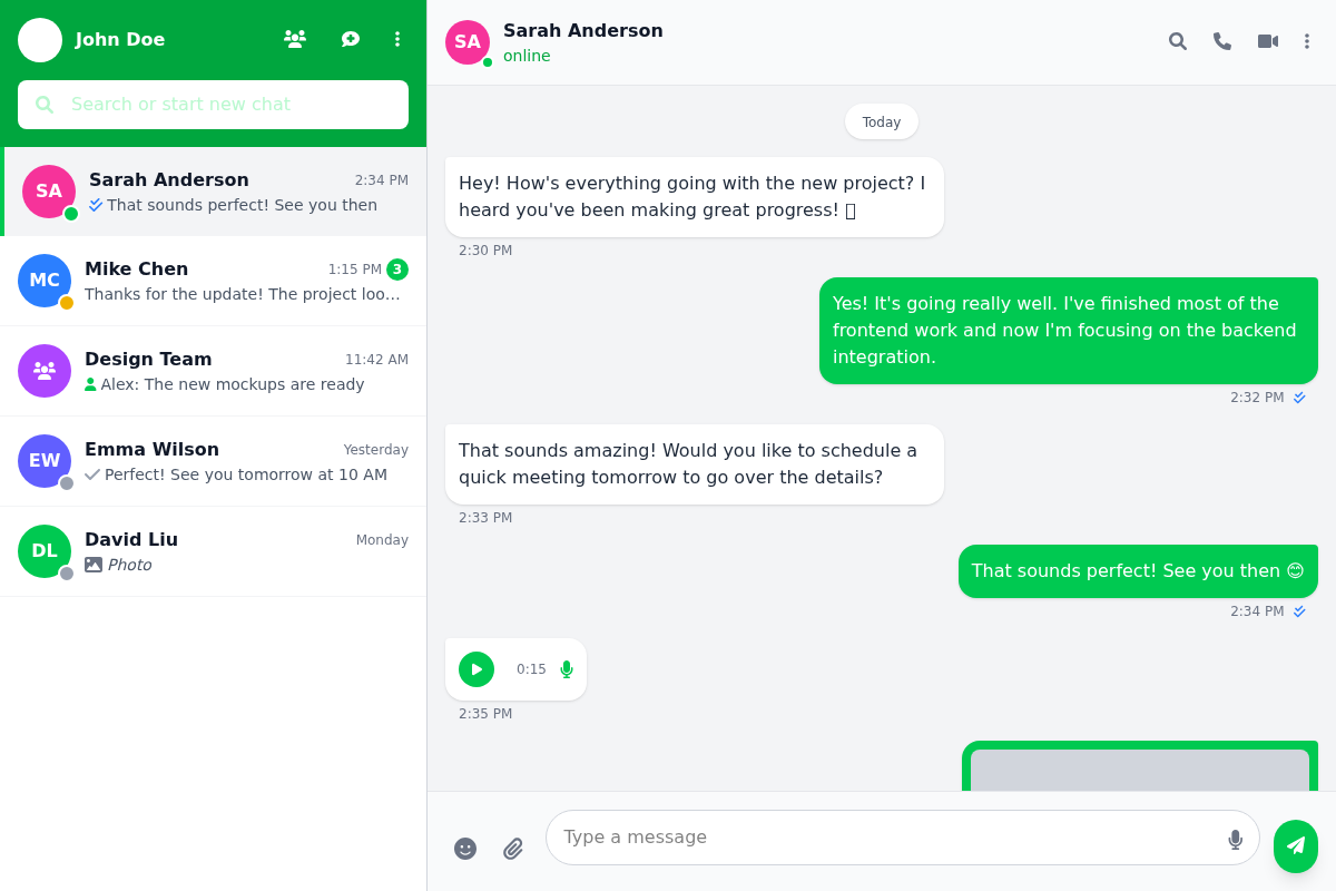 WhatsApp-style Chat