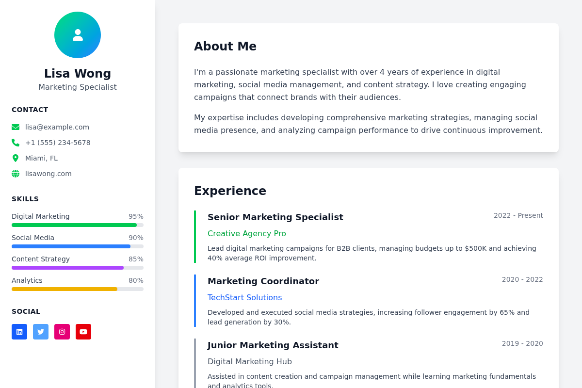 Sidebar Personal Profile