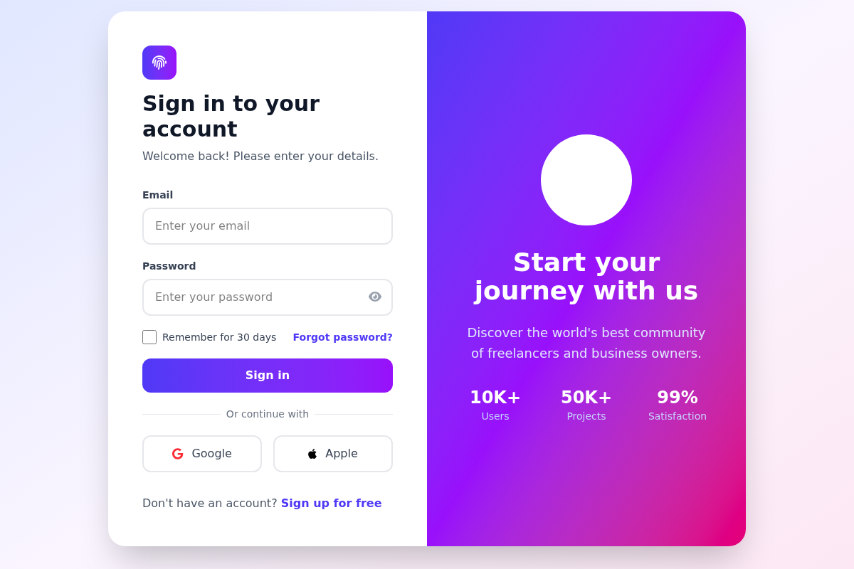 Card Style Login