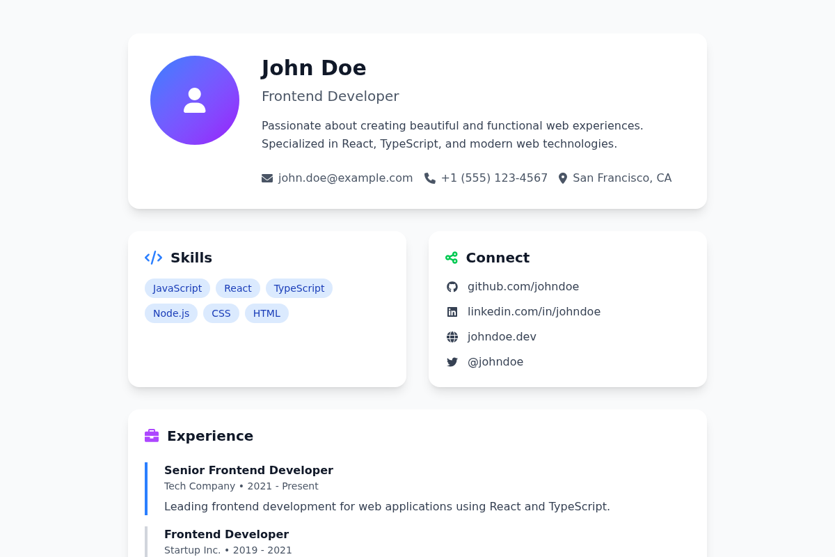Simple Personal Profile