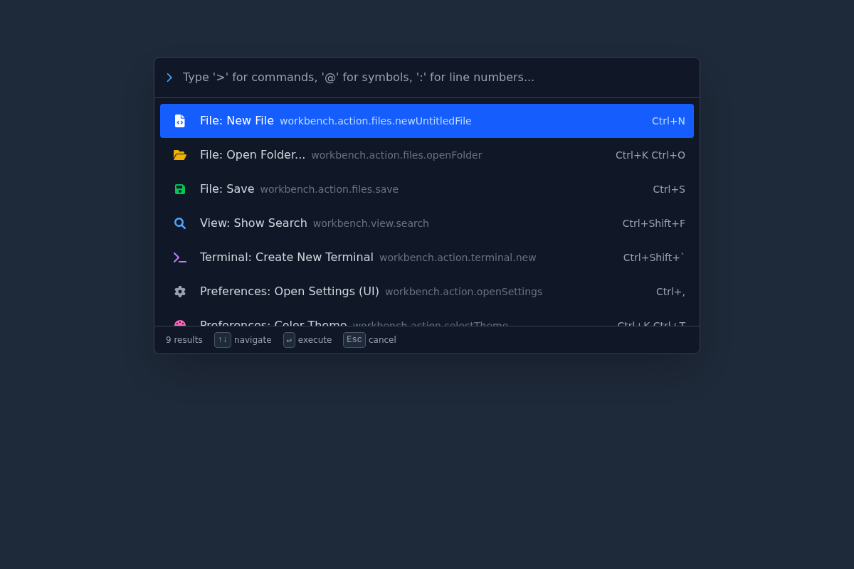 VS Code Style Command Palette